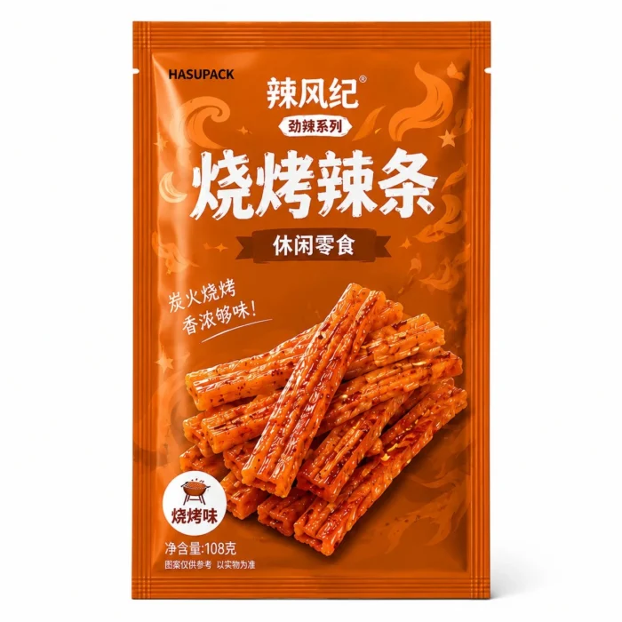 辣条包装袋定制 食品级三边封烧烤辣条零食包装袋厂家