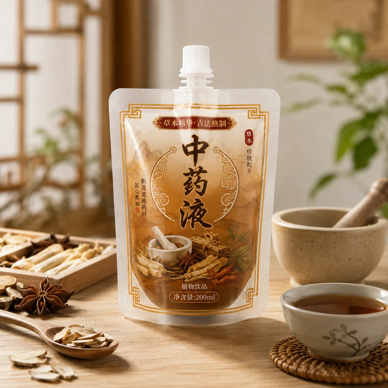 中药液体吸嘴袋 应用场景 中药液吸嘴袋 产品图片5