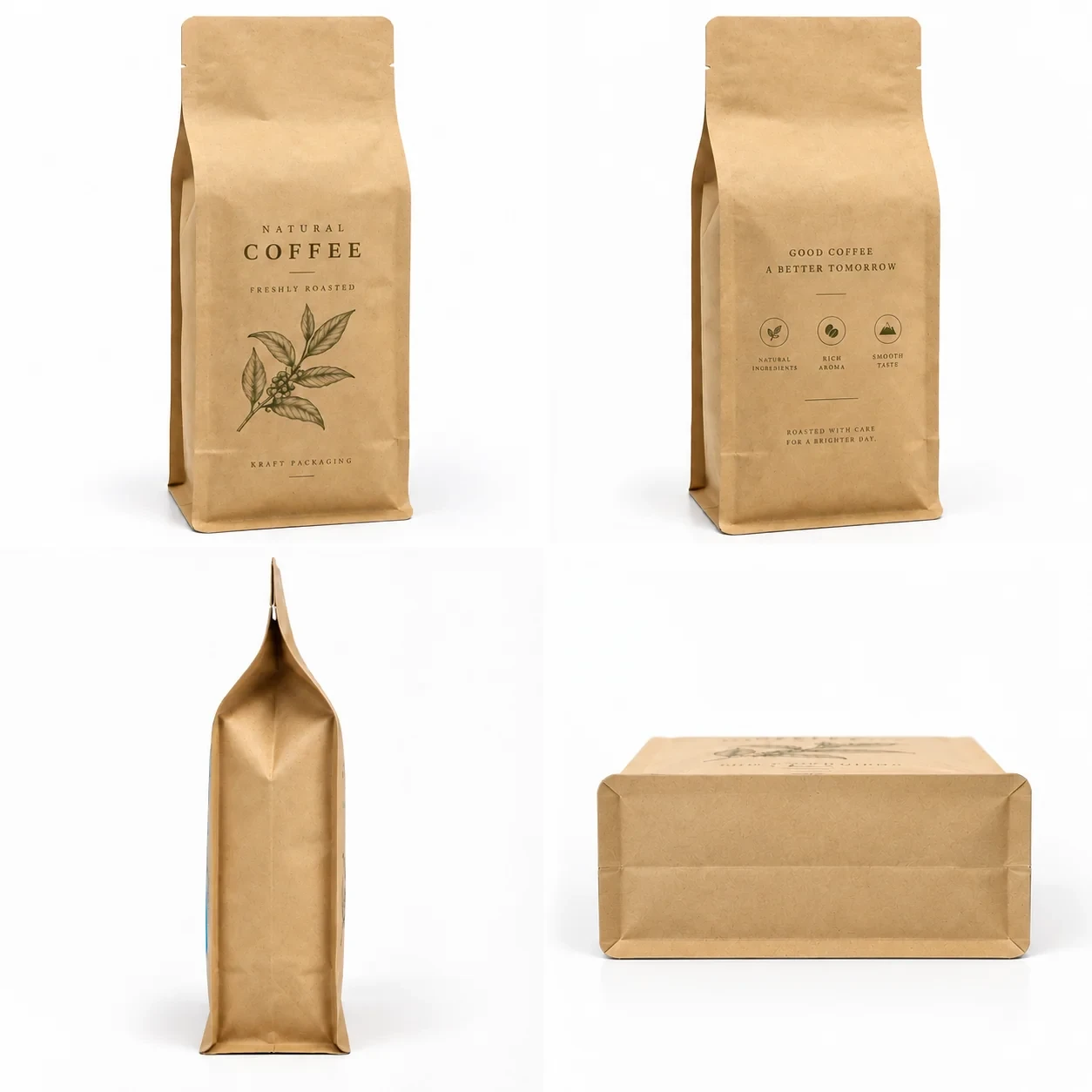 compostable-coffee-bag-angles 可降解八边封咖啡袋 多角度