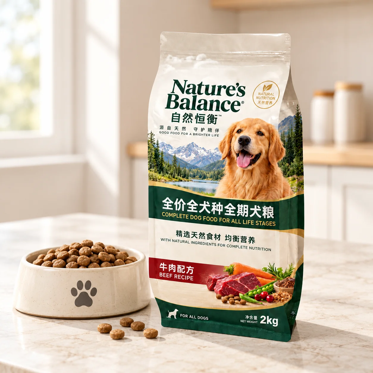 custom-dog-food-quad-seal-zipper-bag-application 狗粮拉链包装袋 不同容量展示