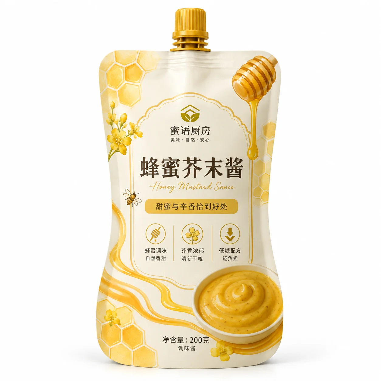honey-mustard-sauce-spout-pouch-main 蜂蜜芥末酱吸嘴袋 主视图