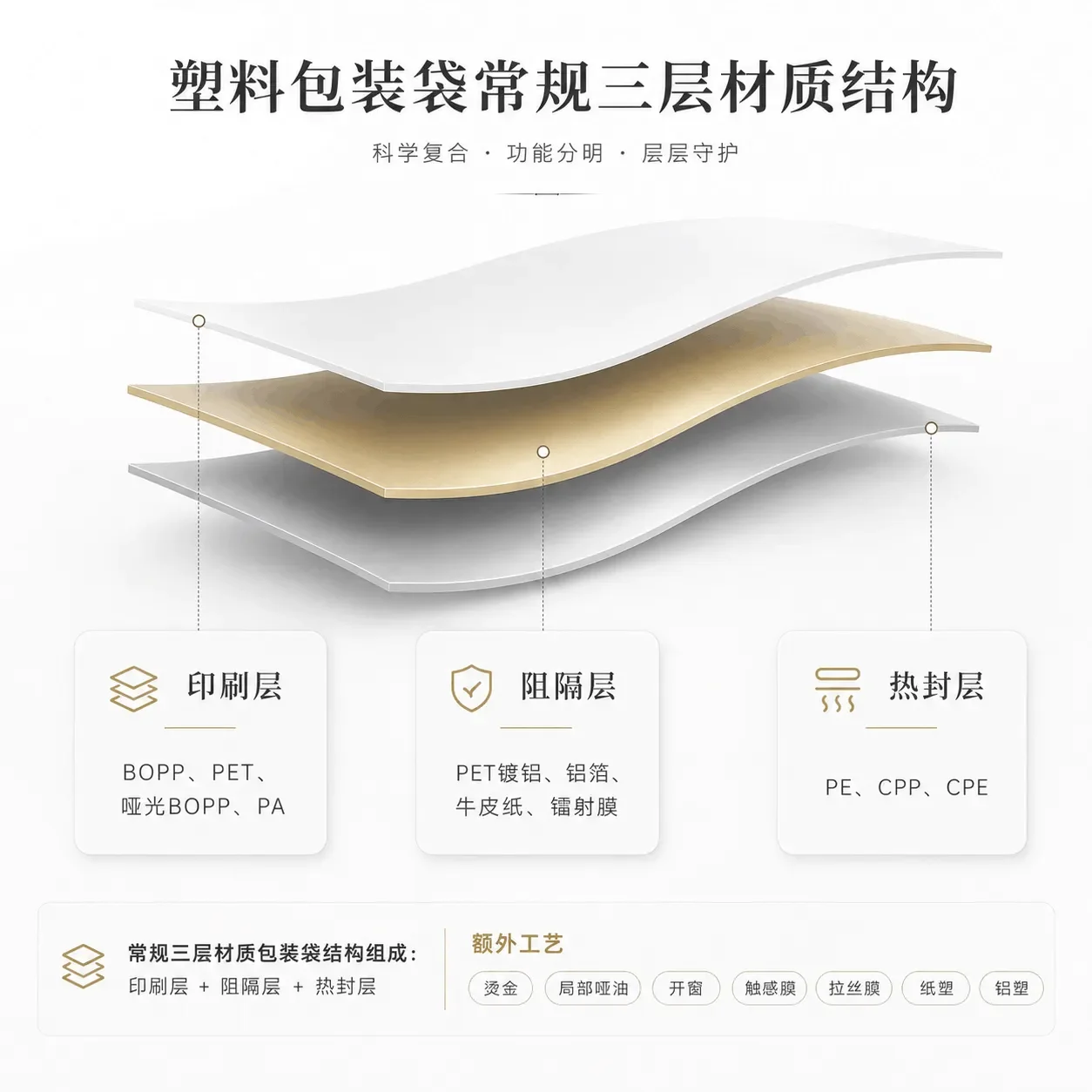 塑料包装袋常规三层结构