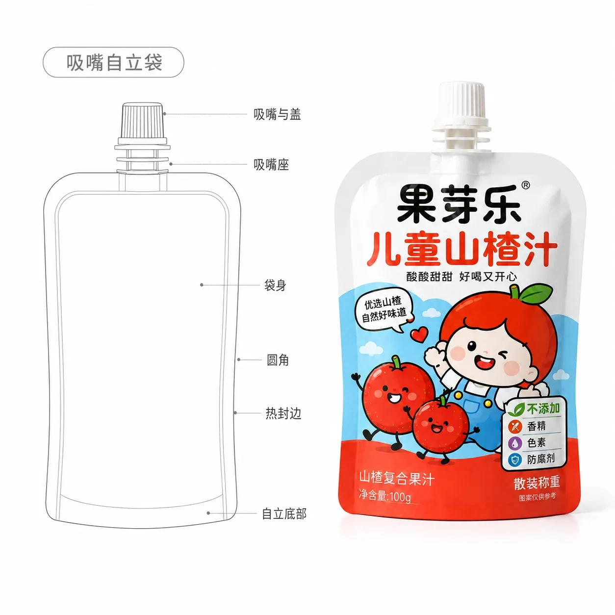 kids-beverage-packaging-lineart 果汁包装 结构尺寸线稿