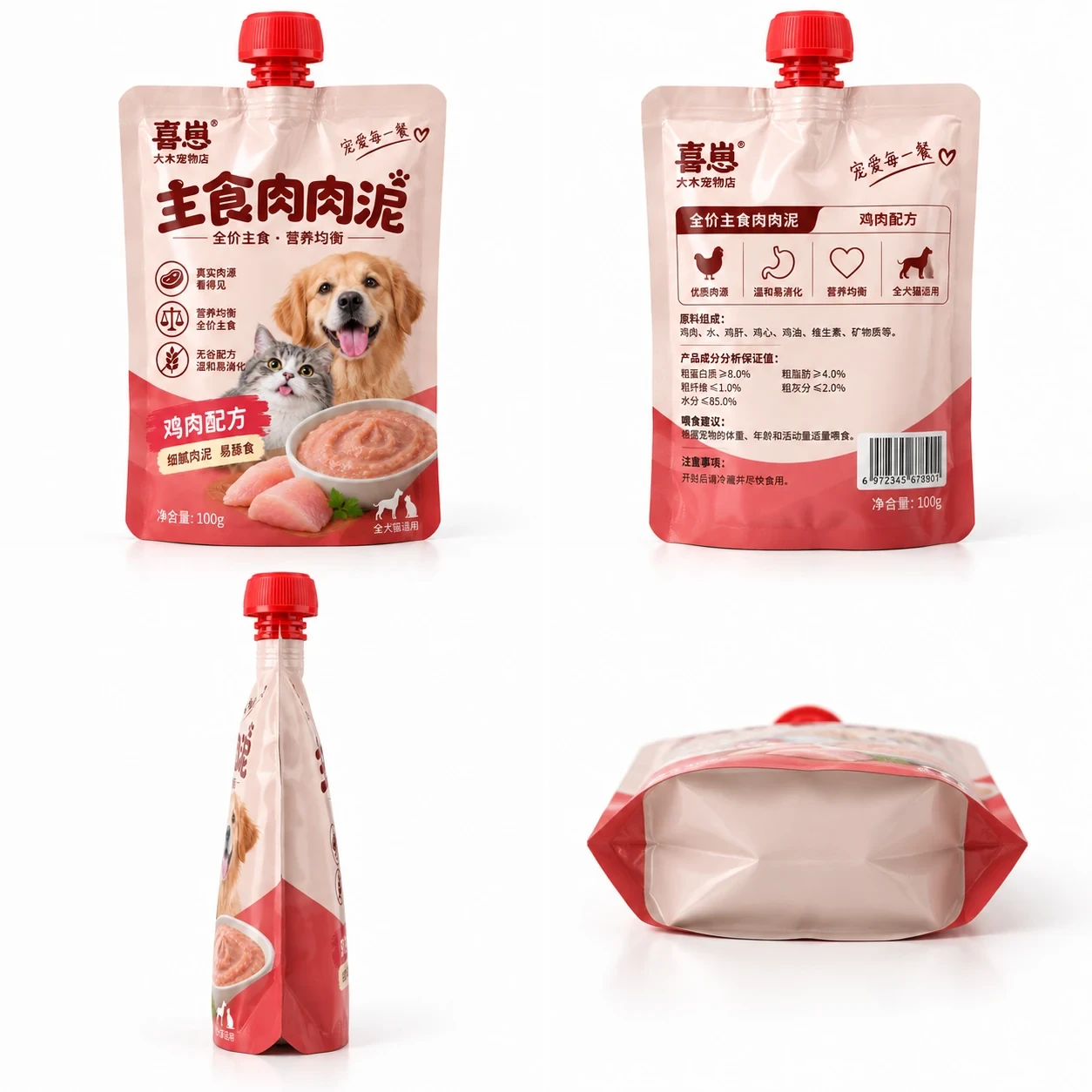 pet-food-puree-spout-pouch-angles 猫狗肉泥吸嘴袋 多角度展示