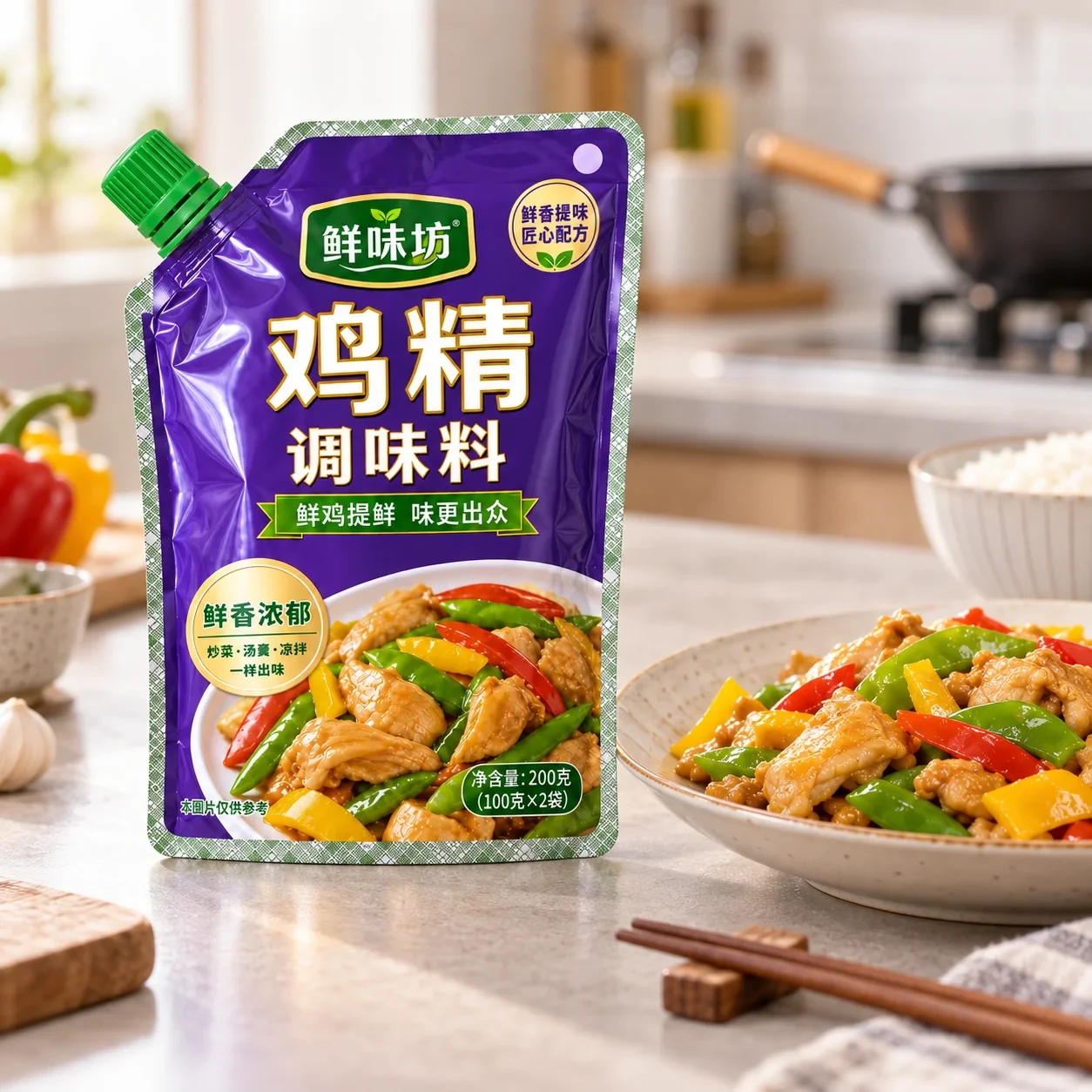 seasoning-powder-packaging-application 鸡精吸嘴袋 厨房调味应用场景