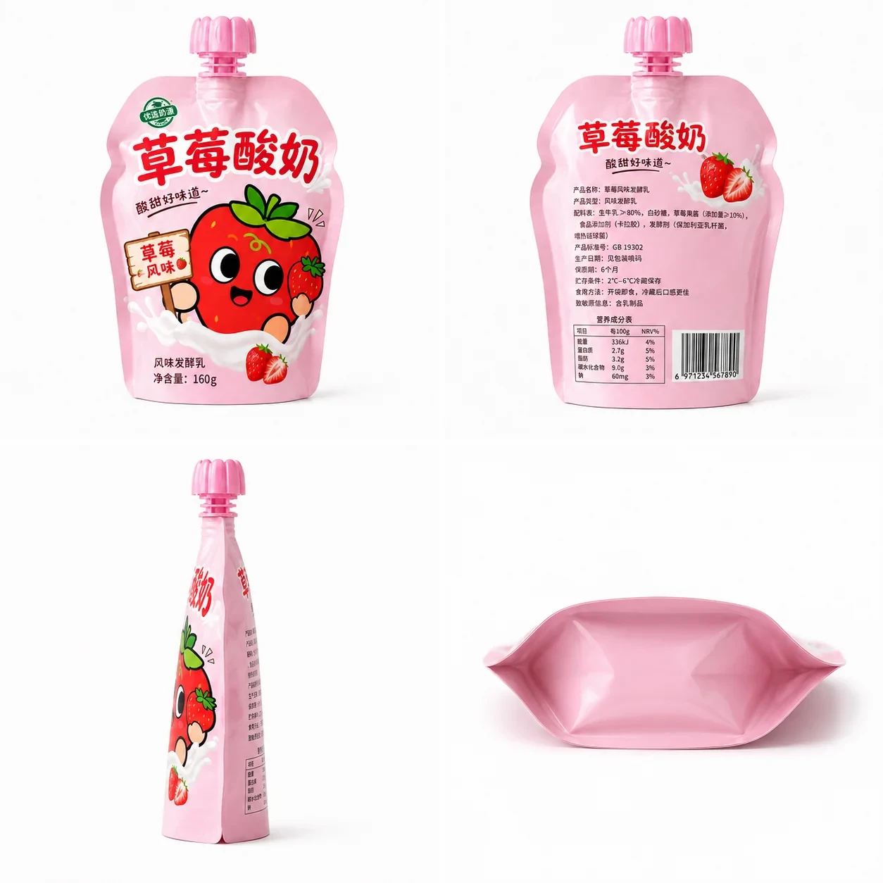 yogurt-packaging-angles 酸奶包装 多角度展示