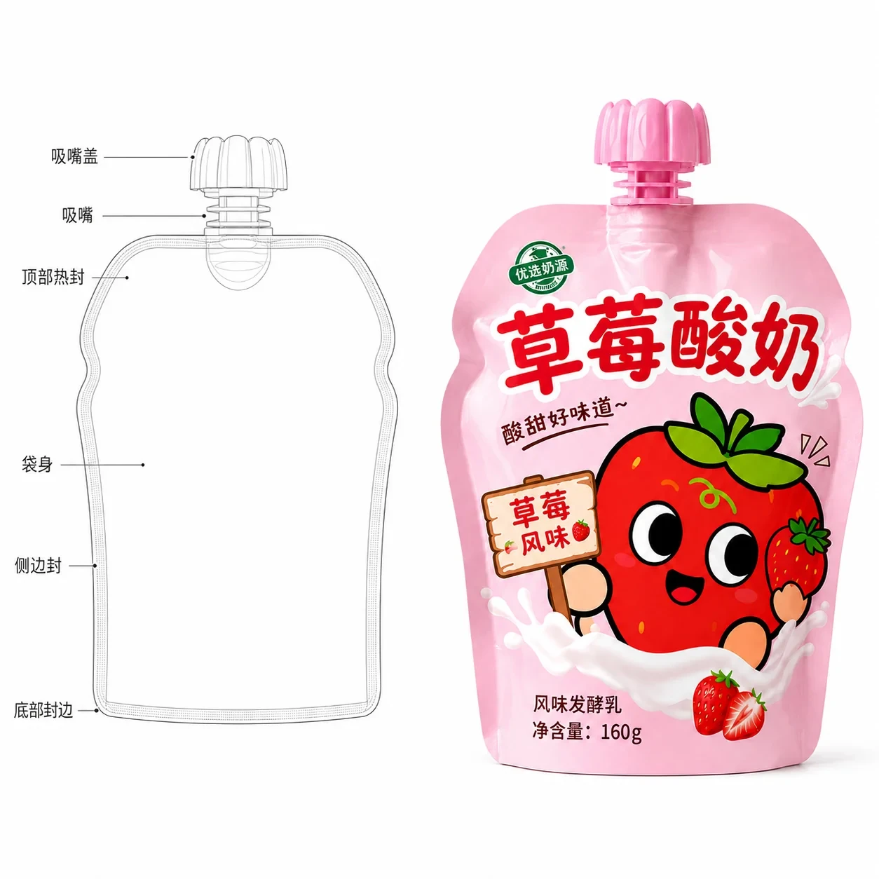 yogurt-packaging-lineart 酸奶包装 结构尺寸线稿